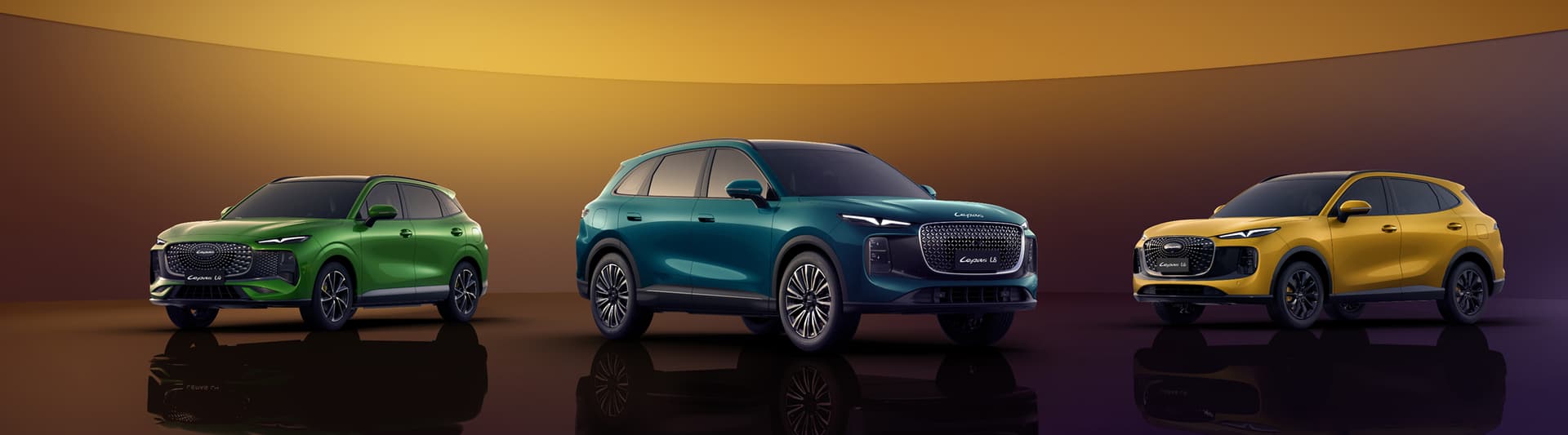 Three LEPAS SUV models in a studio